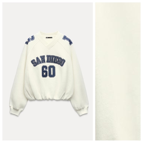 NWT. Zara White "San Diego 60" Sweatshirt. Size M. - Picture 5 of 12